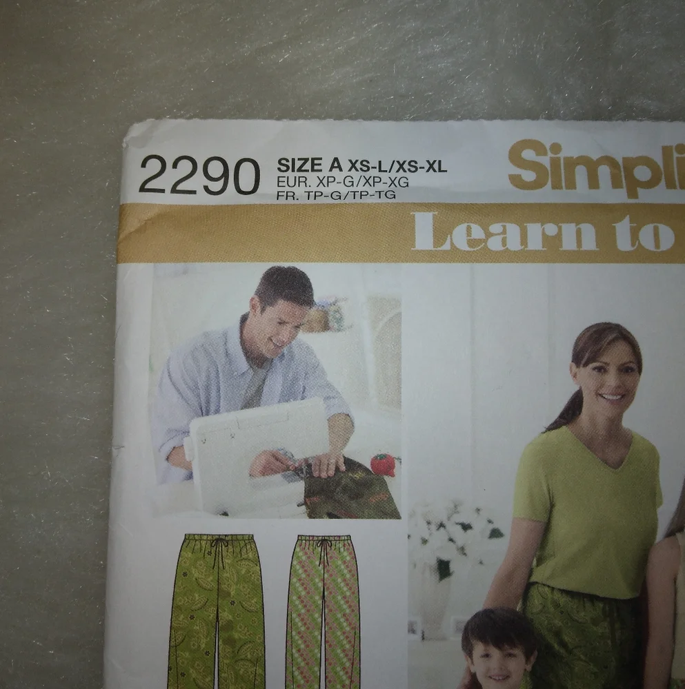 SIMPLICITY 2290 Lounge Pants, Learn to Sew, child, teen adult sizing.